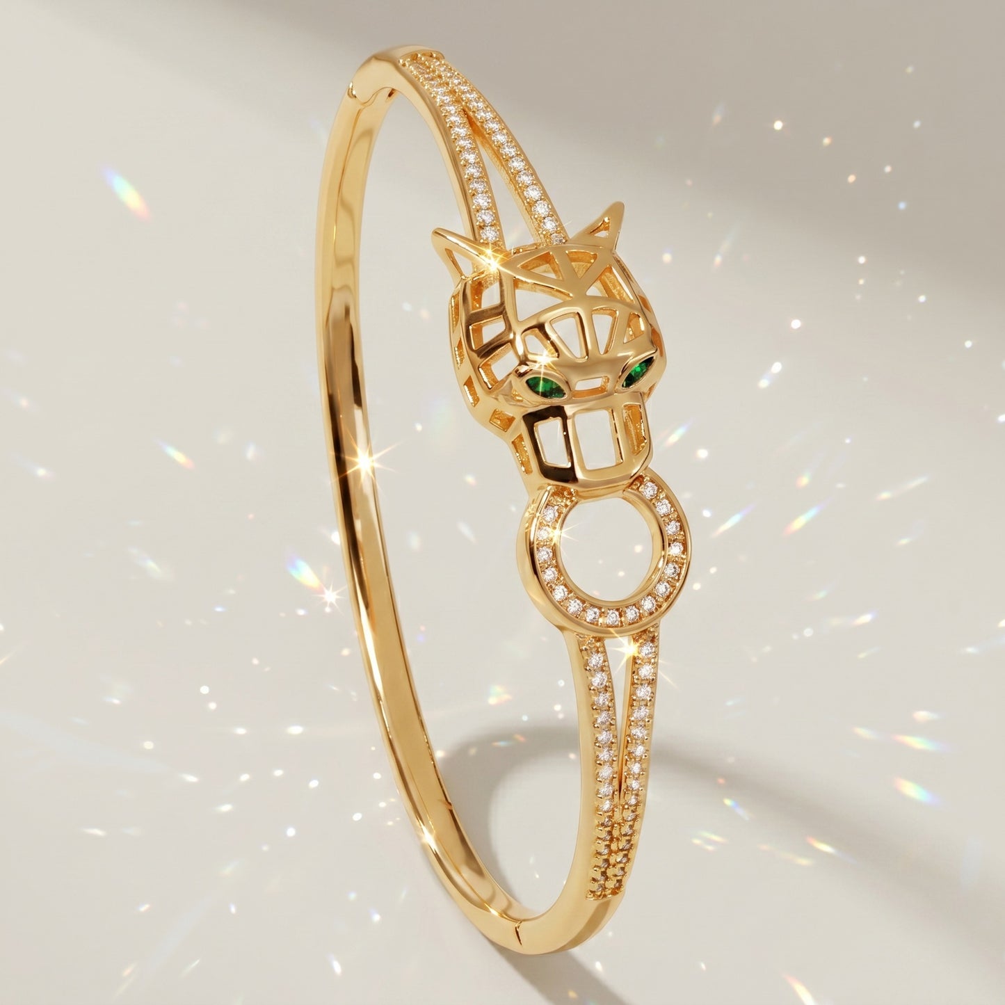 High-End Zirconia Stone Bangle with Nail Design for Weddings and Parties