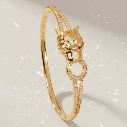 High-End Zirconia Stone Bangle with Nail Design for Weddings and Parties