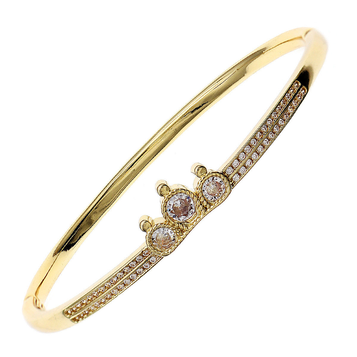High-End Zirconia Stone Bangle with Nail Design for Weddings and Parties