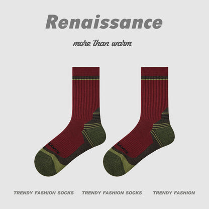 Socks Colorblock Merino Wool Cushioned Hiking