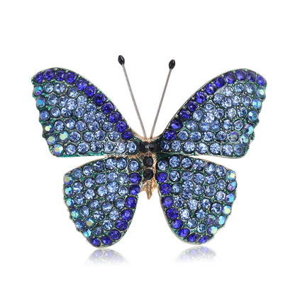 Alloy Butterfly Brooch with Rhinestones for Women's Elegant Outerwear