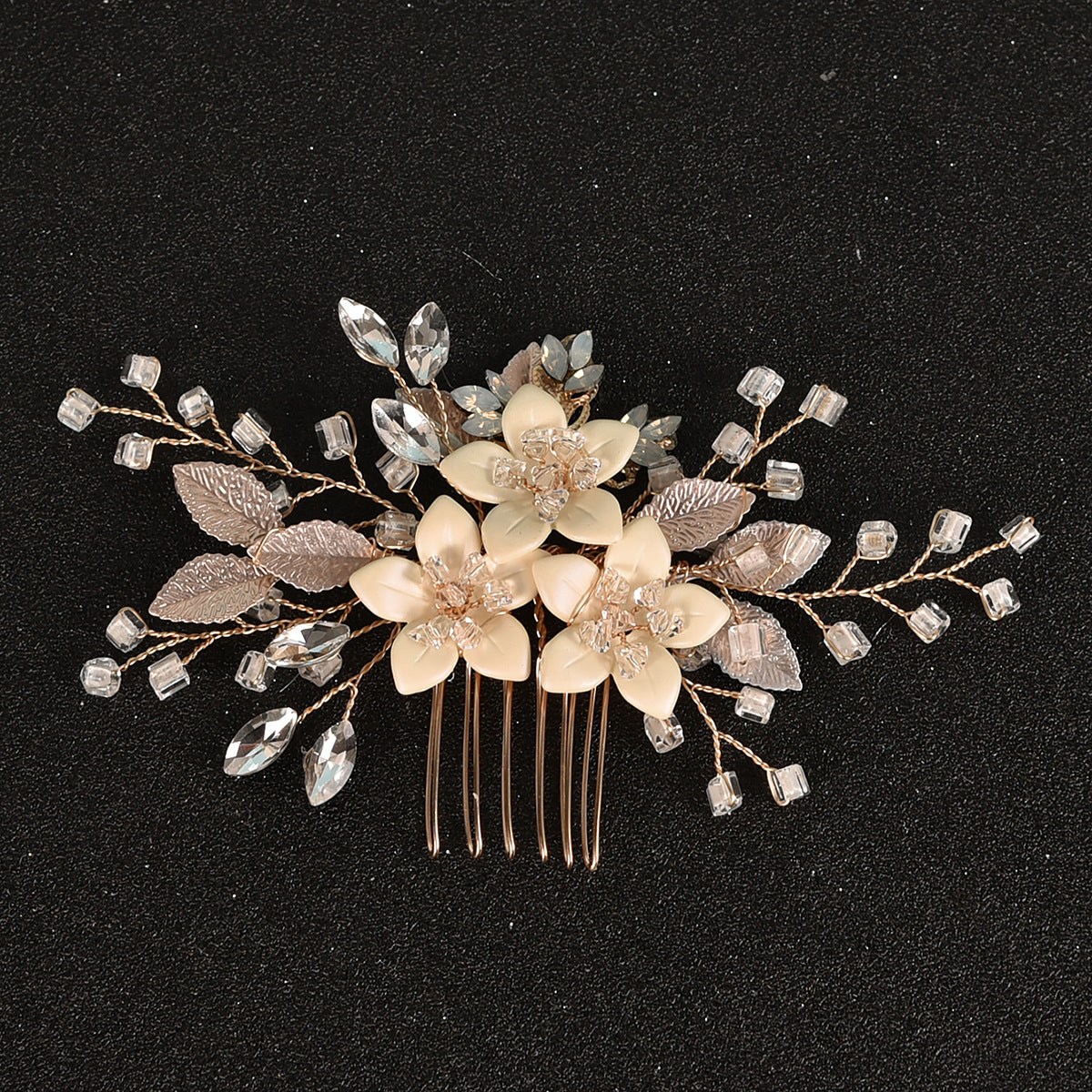 Side Comb Crystal Floral Design Bridal Wedding Hair Accessory