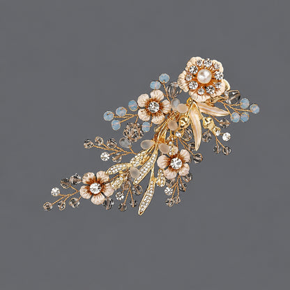 Elegant Floral Hair Clips with Pearl and Rhinestone Accents