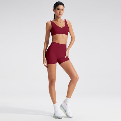 Women’s Yoga Set Deep V-Neck Sports Bra and Leggings