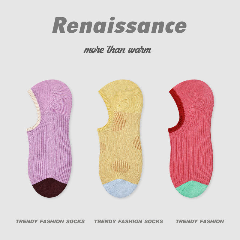 Socks Vintage Embossed Combed Cotton No Show