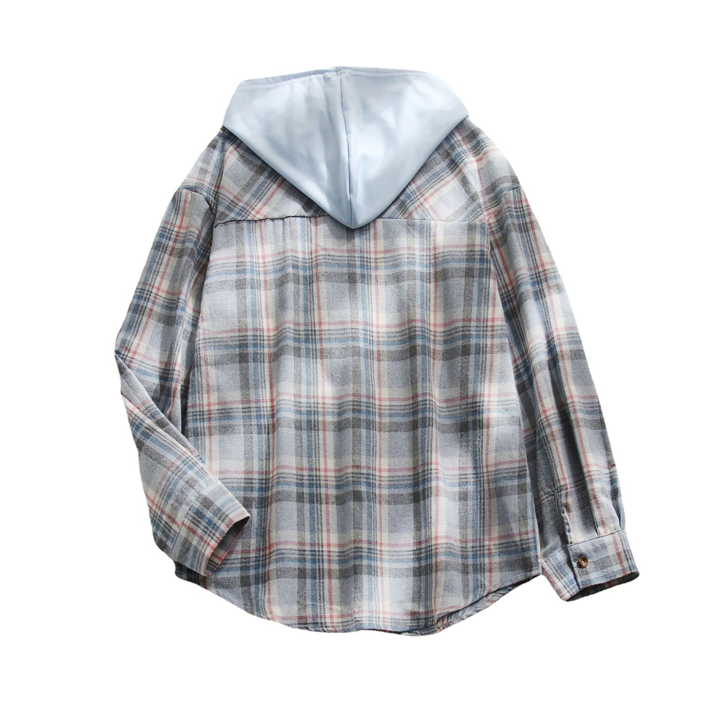 Hooded Plaid Sweatshirt Casual Outerwear