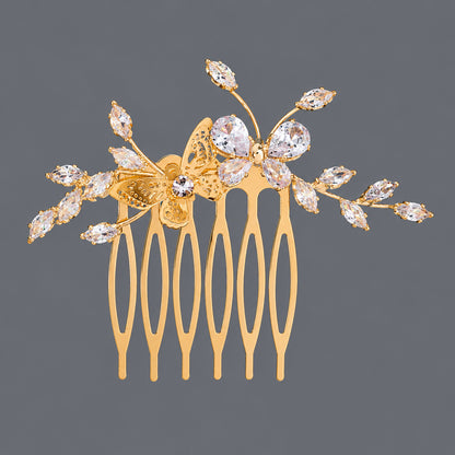 Vintage Floral Zircon Hair Comb Elegant Bridal Headpiece