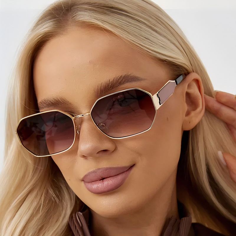 Trendy Polygonal Metal Sunglasses Stylish Outdoor Eyewear