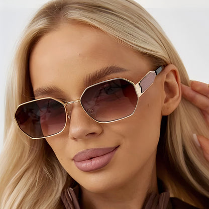 Trendy Polygonal Metal Sunglasses Stylish Outdoor Eyewear