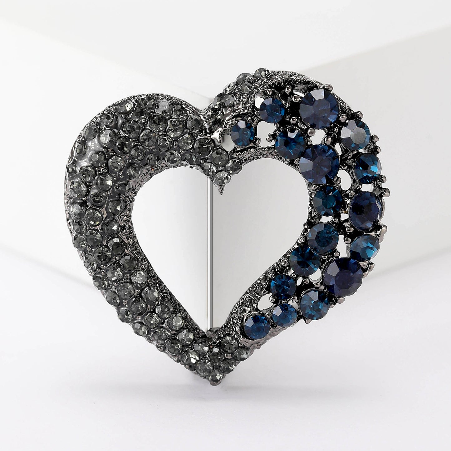Trendy Heart Shaped Brooch with Gemstones for Women