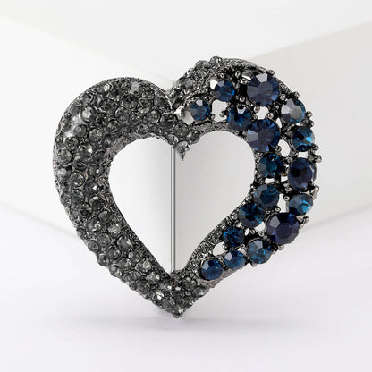 Trendy Heart Shaped Brooch with Gemstones for Women