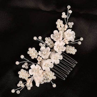 Handmade Pearl Flower Headpiece Wedding Hair Comb