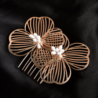 Gold Floral Hair Comb Bridal Vintage Style