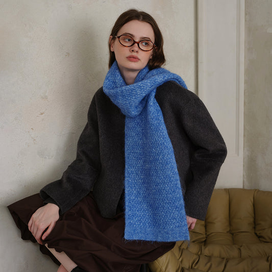 Classic Solid Knit Scarf in Blue - Stylish and Versatile