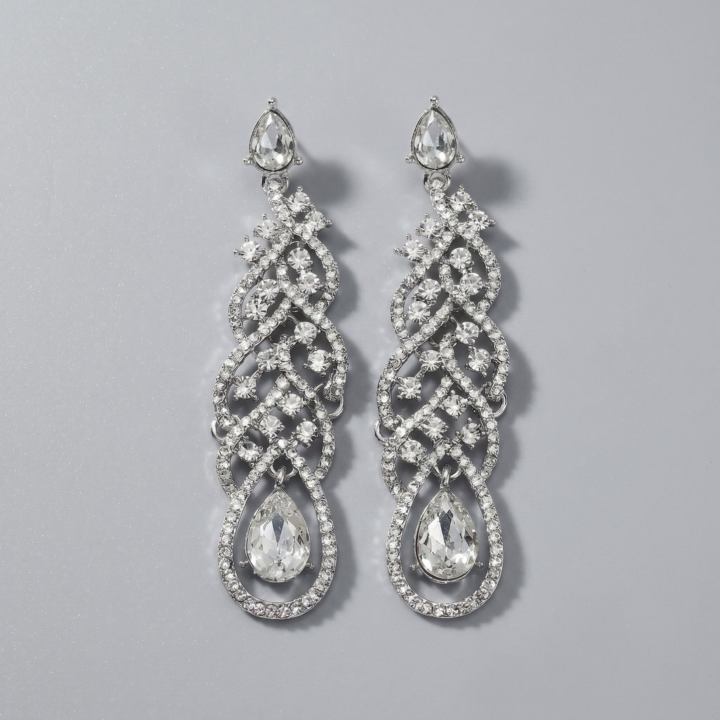 Vintage Floral Alloy Rhinestone Earrings Elegant Daily Drops