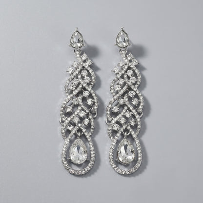 Vintage Floral Alloy Rhinestone Earrings Elegant Daily Drops