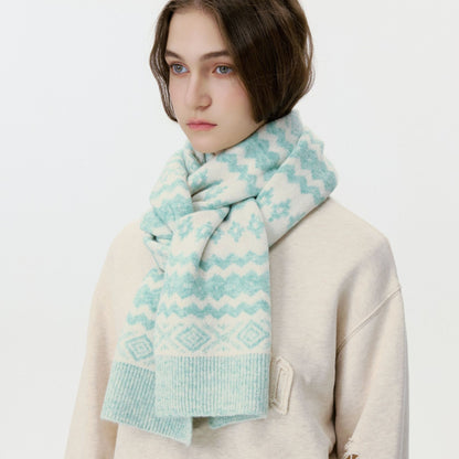 Geometric Knit Scarf Stylish Unisex Warm Neck Cover