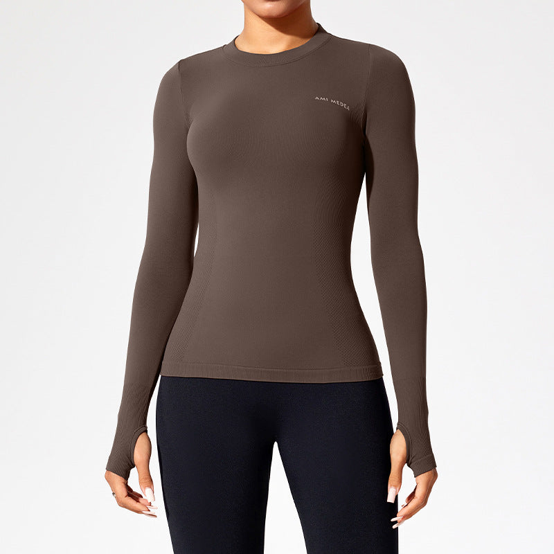 Women’s Fitted Long Sleeve Yoga Top - Moisture-Wicking Outdoor Training T-Shirt