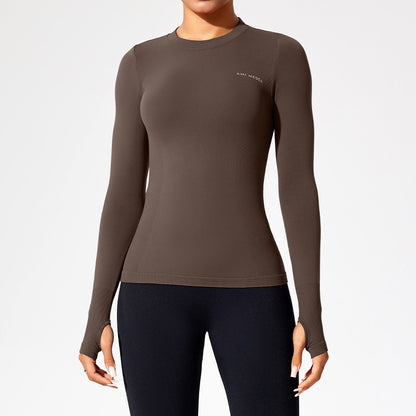 Women’s Fitted Long Sleeve Yoga Top - Moisture-Wicking Outdoor Training T-Shirt