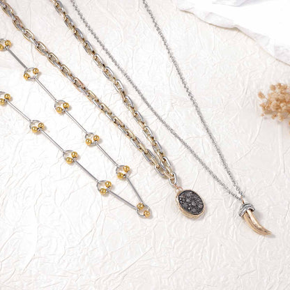 Layered Antler Pendant Necklace Geometric Casual