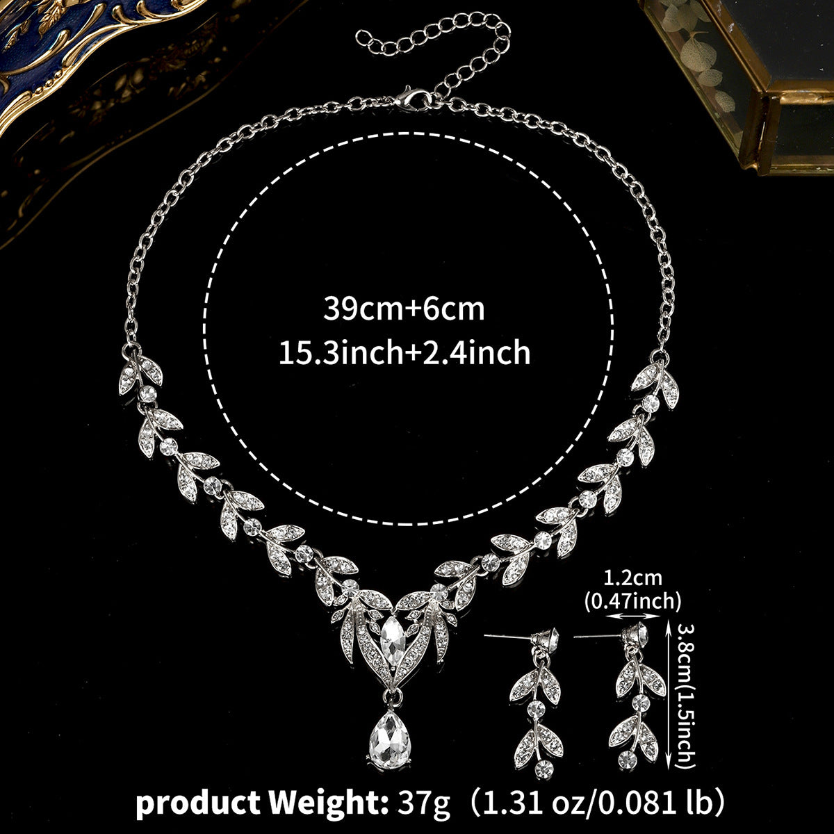 Bridal Jewelry Set With Flower Design Necklace And Earrings