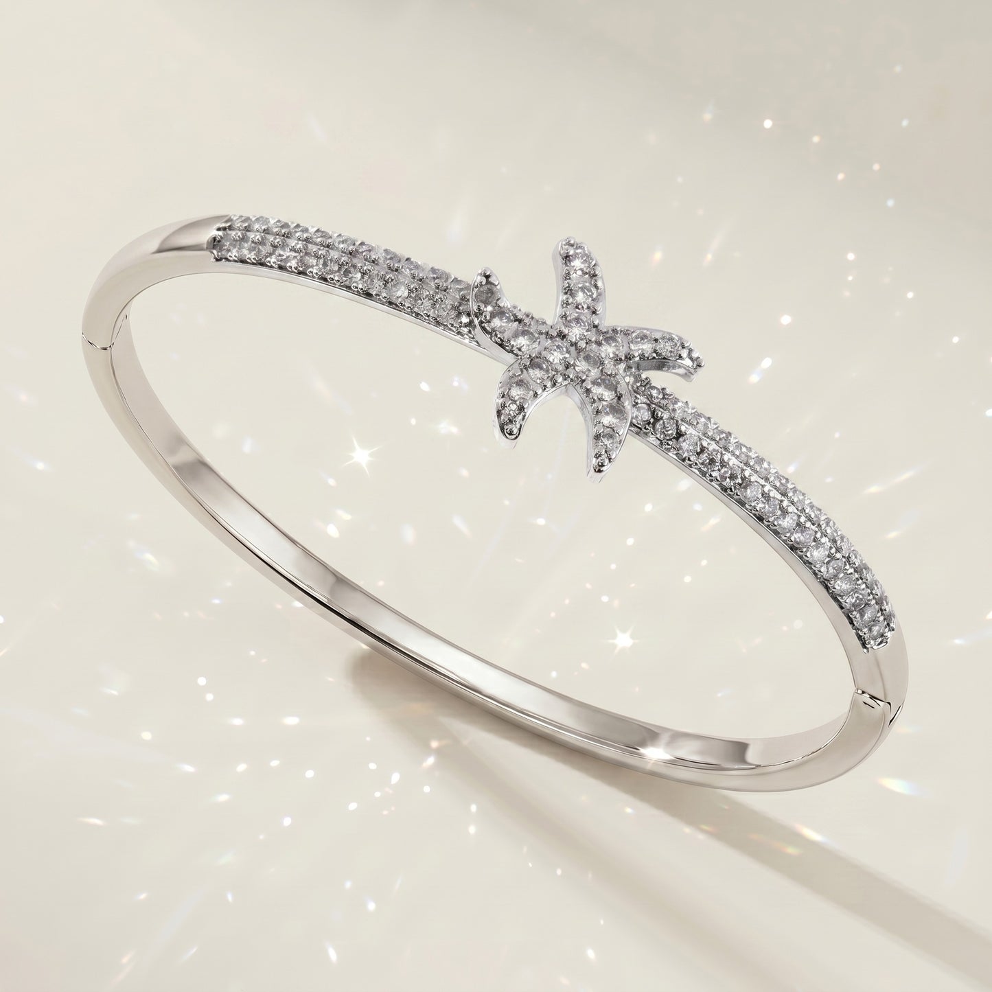 High-End Zirconia Stone Bangle with Nail Design for Weddings and Parties