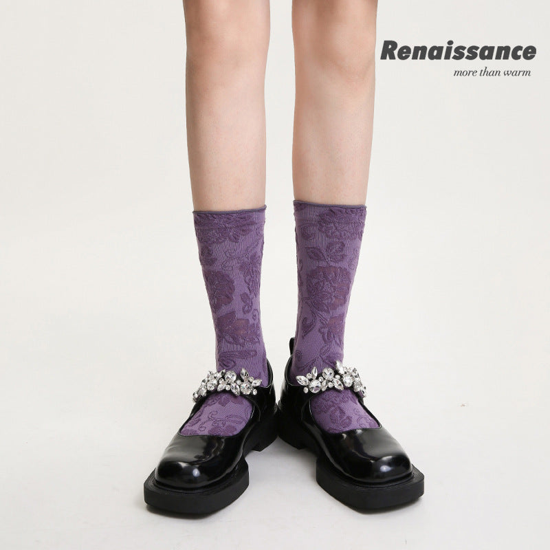 Mid Calf Vintage Gradient Cotton Socks