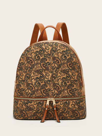 Cork Laptop Backpack Floral Print Stylish Casual Backpack