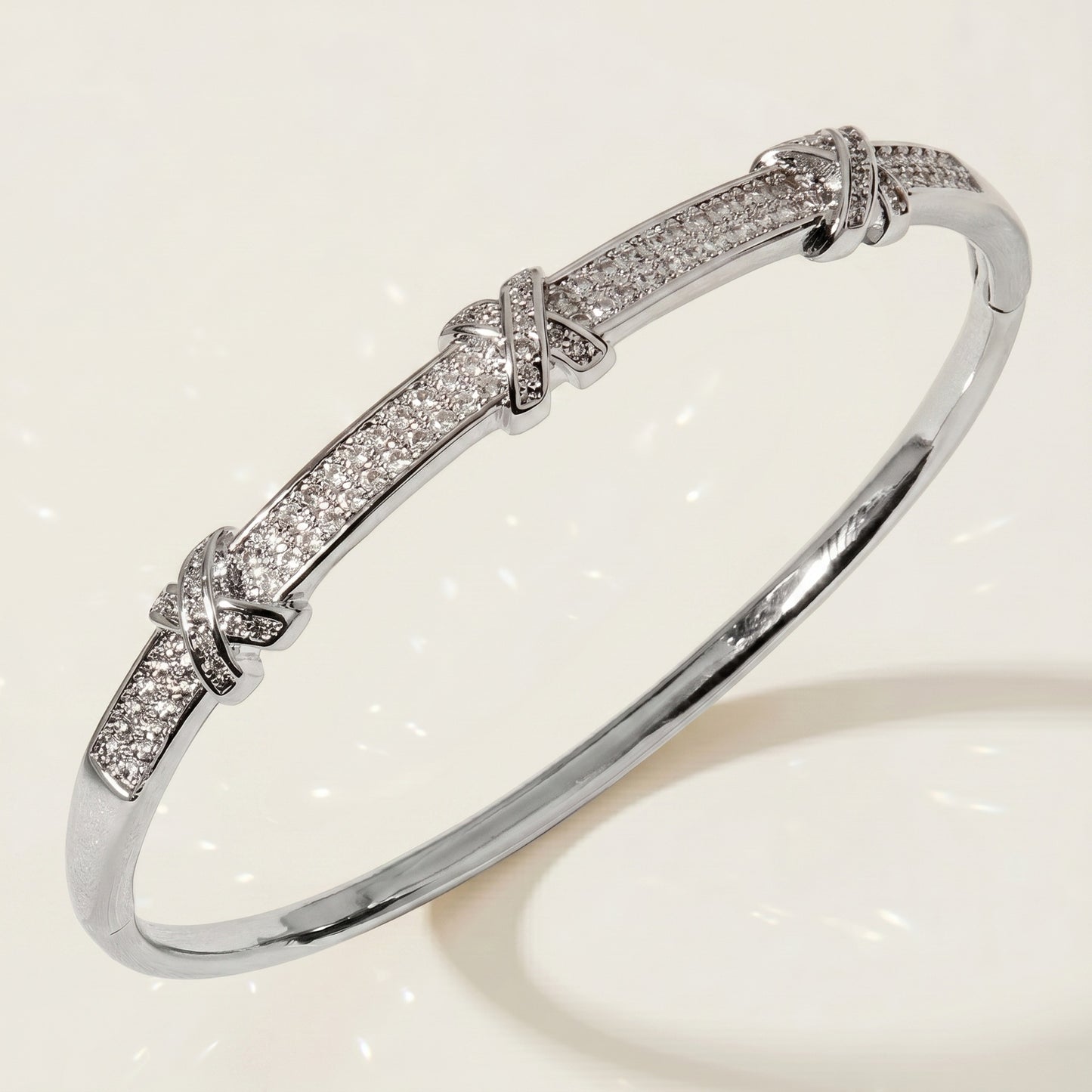 High-End Zirconia Stone Bangle with Nail Design for Weddings and Parties