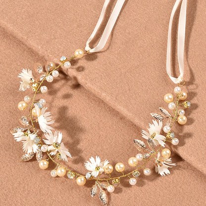 Minimalist Daisy Crystal Handmade Headband Wedding Hairpiece