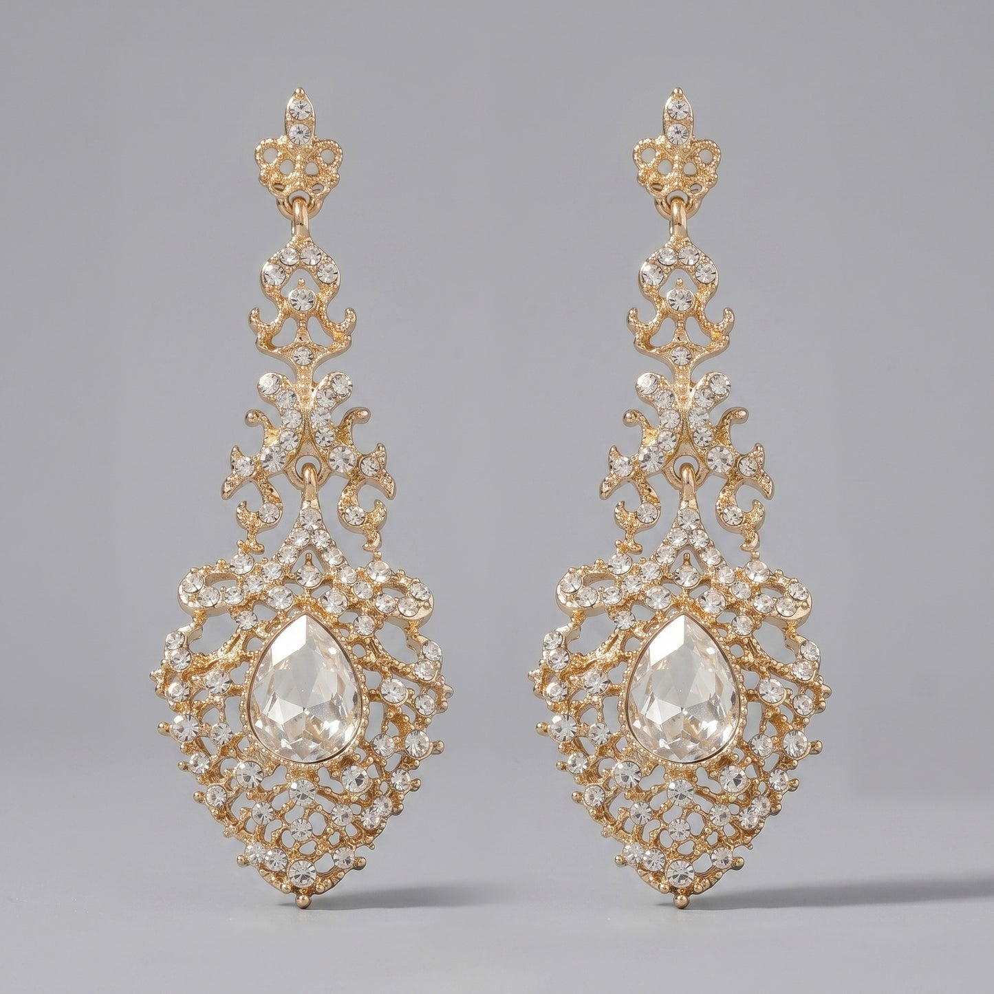 Vintage Floral Alloy Rhinestone Earrings Elegant Daily Drops