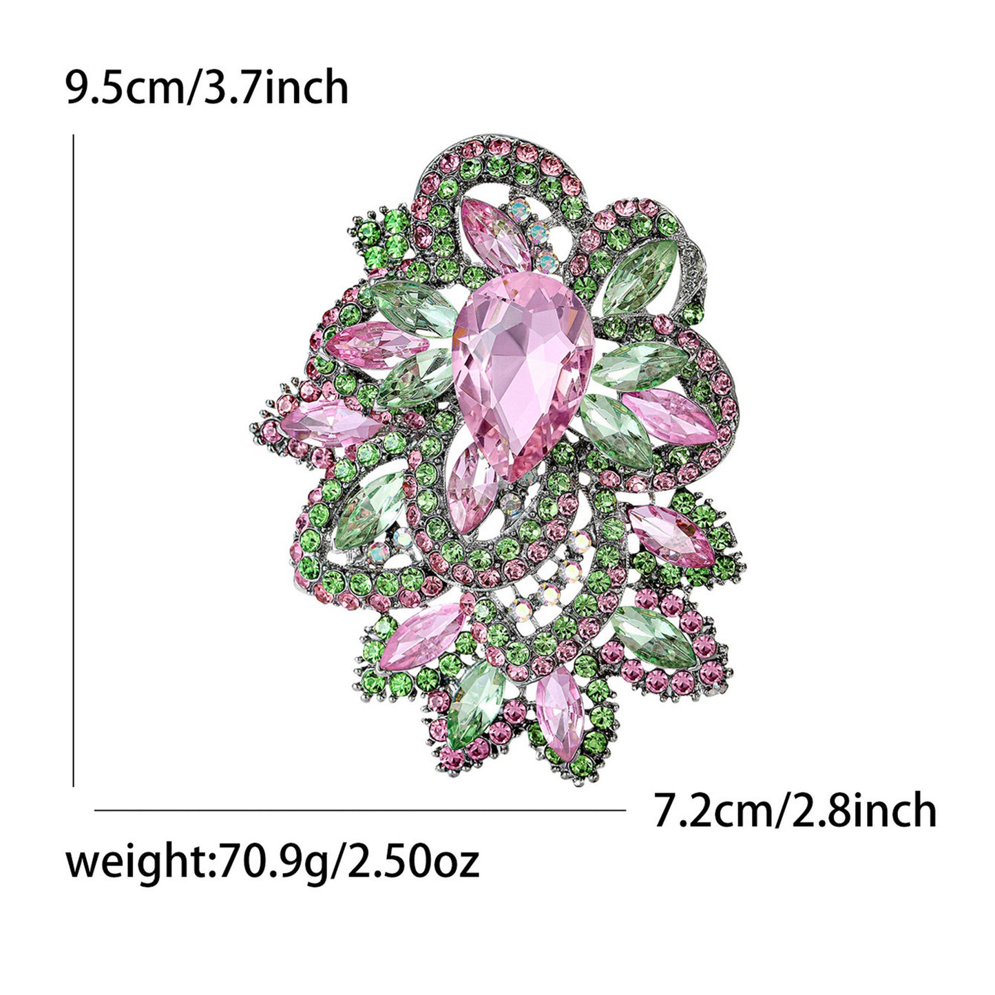 Fresh Green Floral Crystal Glass Brooch Elegant Clothing Accessory