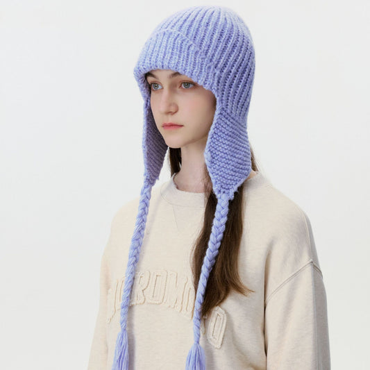 New Women's Wool Knitted Pilot Hat with Ear Flaps