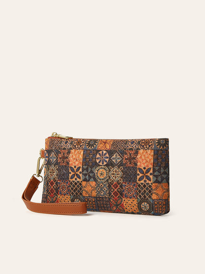 Bohemian Floral Print Zip Wallet for Women