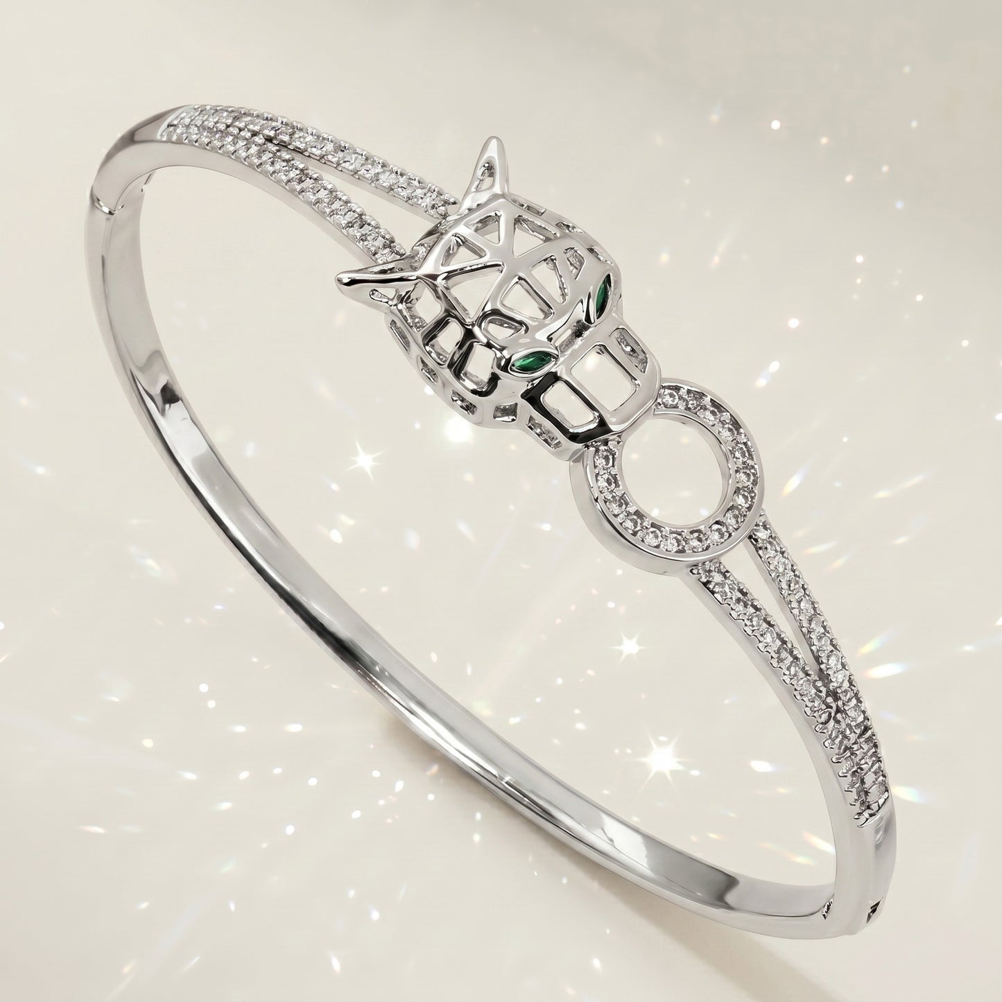 High-End Zirconia Stone Bangle with Nail Design for Weddings and Parties