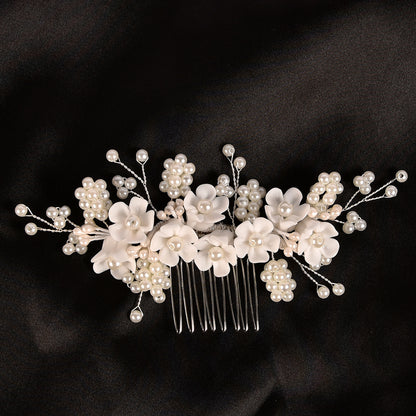 Handmade Pearl Flower Headpiece Wedding Hair Comb