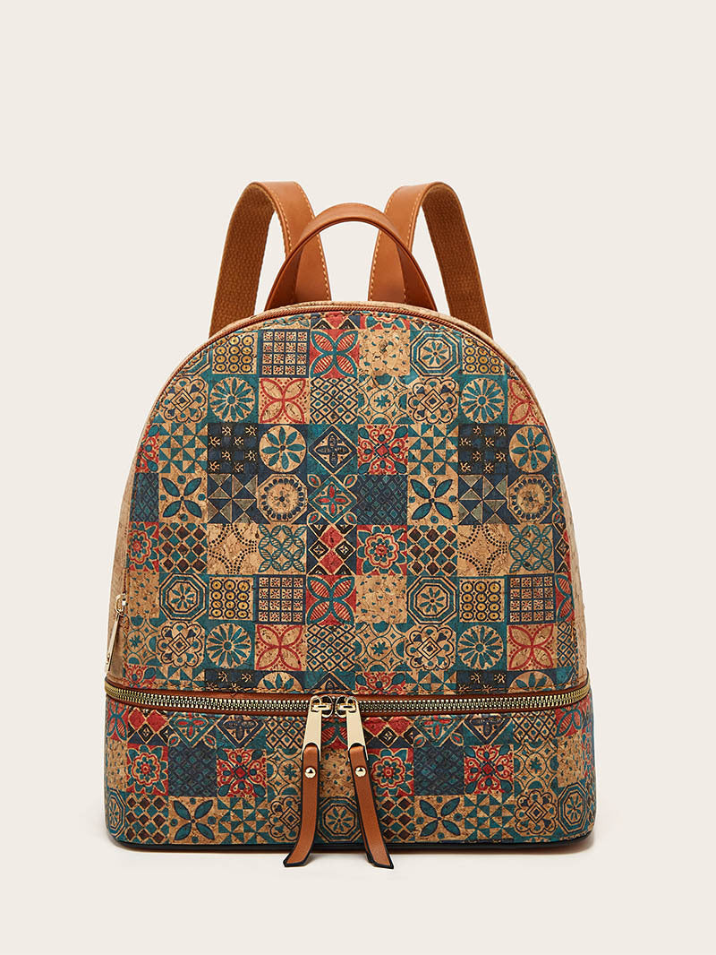 Cork Laptop Backpack Floral Print Stylish Casual Backpack