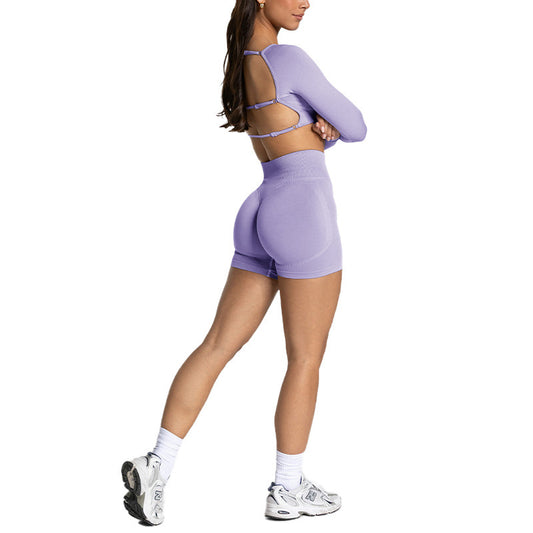 Adjustable Backless Long Sleeve Yoga Top and Bottom Set