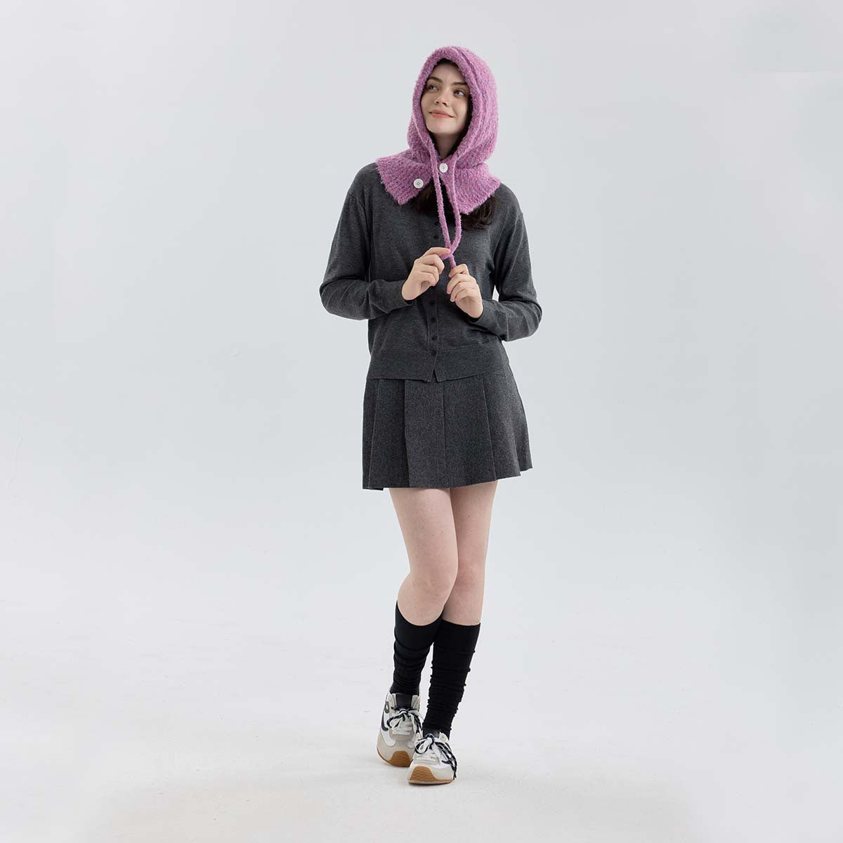 Trendy Knit Wool Blend Balaclava Hat with Neck Warmer