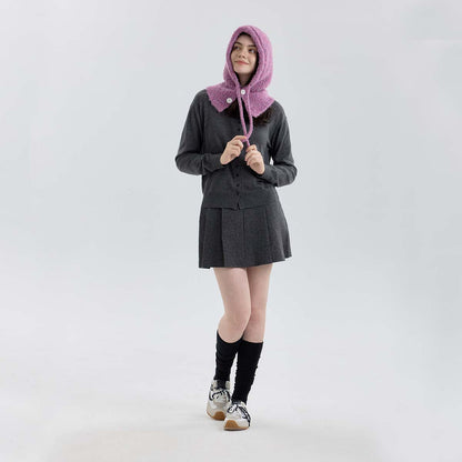 Trendy Knit Wool Blend Balaclava Hat with Neck Warmer