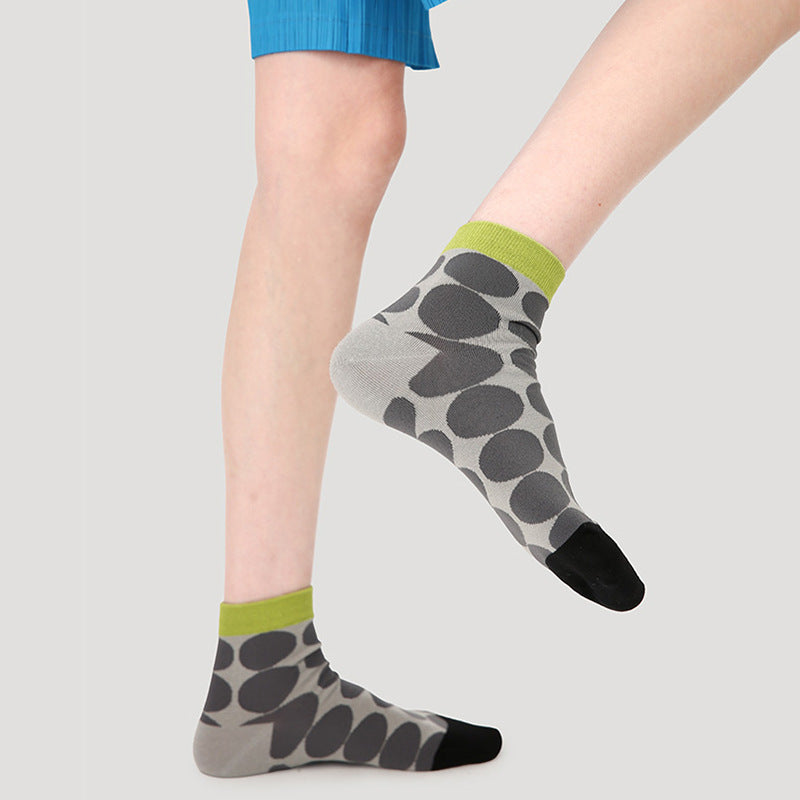 Socks Colorblock Striped Dot Combed Cotton Sporty