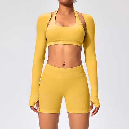 Women's Outdoor Yoga Set with Open Back Sports Bra and Pants