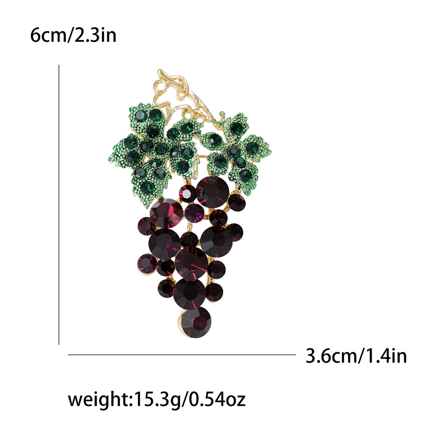 Trendy Rhinestone Grape Brooch Fashionable Women's Accessory