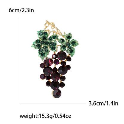 Trendy Rhinestone Grape Brooch Fashionable Women's Accessory