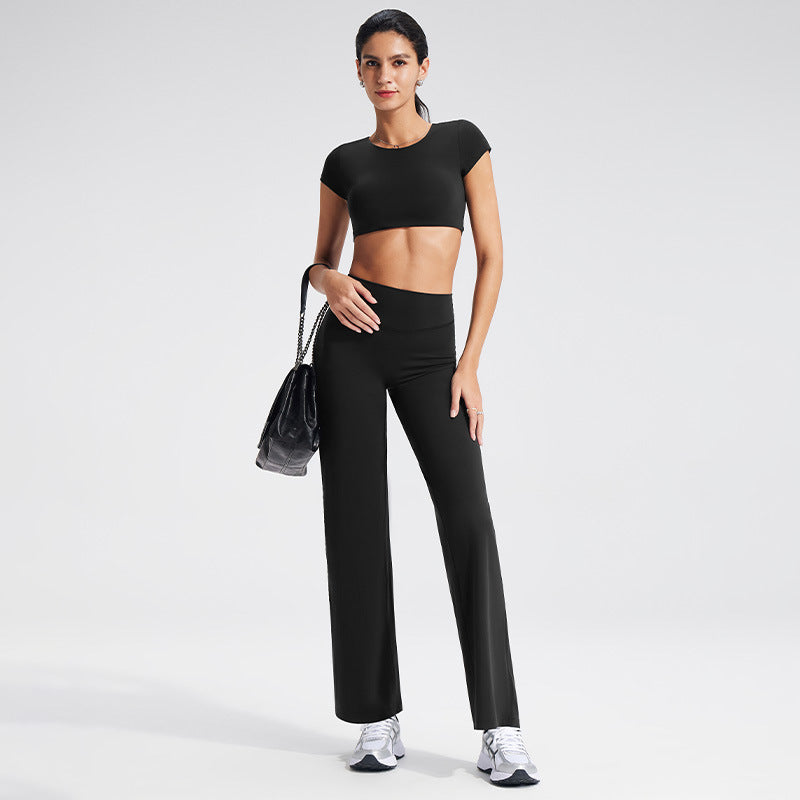 Backless Sports T-Shirt Set with Removable Pads for Women