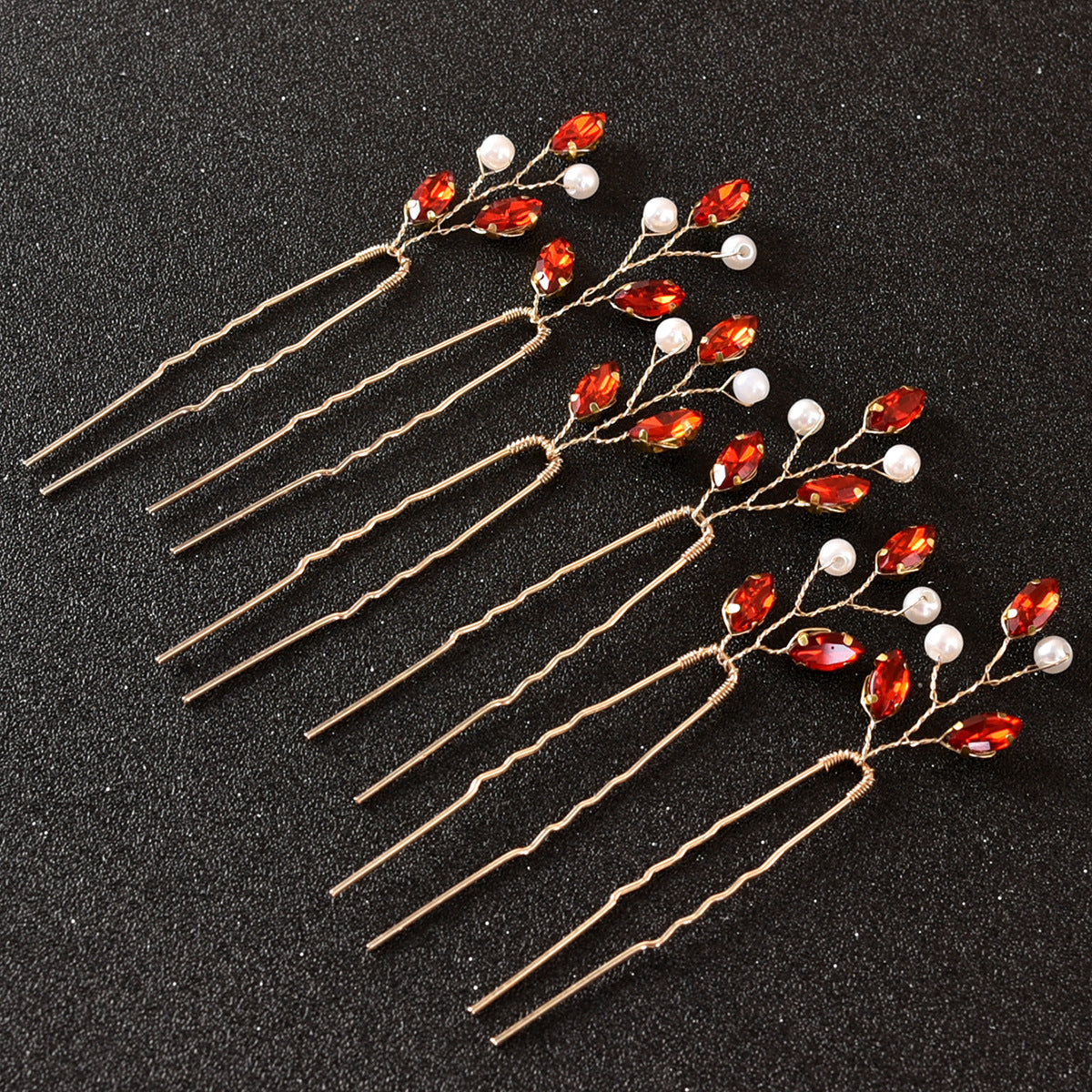 Emerald U Shaped Hair Pins Set of 6 Elegant Bridal Hairpiece