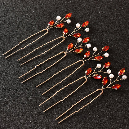 Emerald U Shaped Hair Pins Set of 6 Elegant Bridal Hairpiece