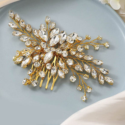 Silver Glass Side Wedding Hair Comb Headpiece