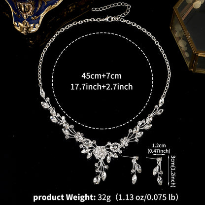 Bridal Jewelry Set With Flower Design Necklace And Earrings