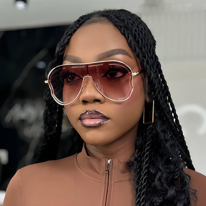 Trendy Oversized Hollow UV400 Sunglasses